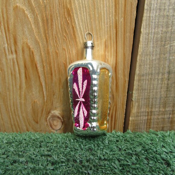 Vintage Mercury Glass Lantern Shape Pink Christmas Ornament Czech Made - Picture 1 of 4